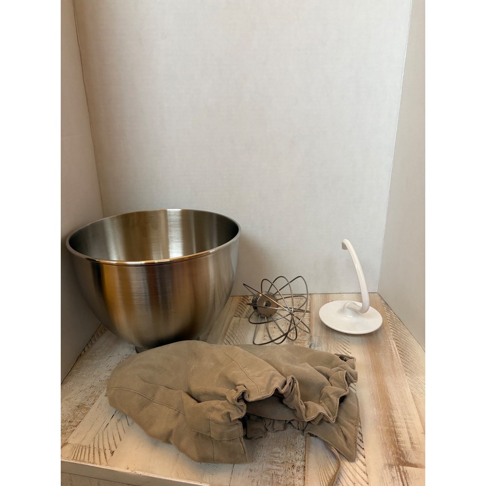 KitchenAid K45 Stainless Steel Bowl Wire Whip Dough Hook and Cover Set